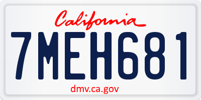 CA license plate 7MEH681