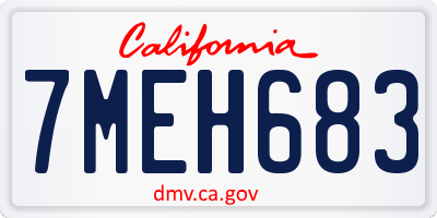 CA license plate 7MEH683