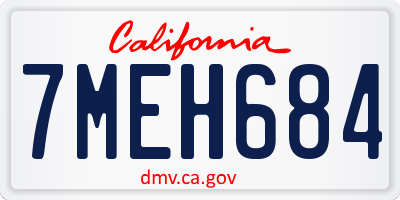 CA license plate 7MEH684