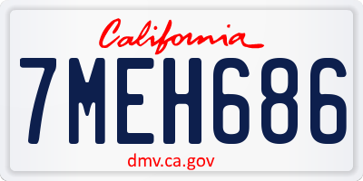 CA license plate 7MEH686