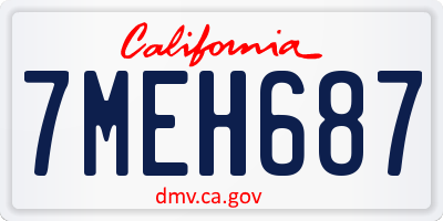 CA license plate 7MEH687