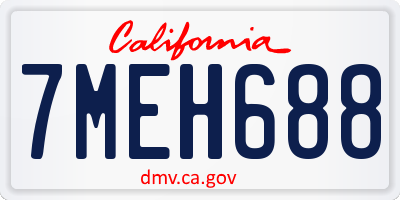 CA license plate 7MEH688