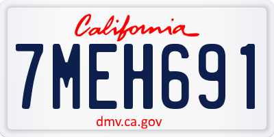 CA license plate 7MEH691