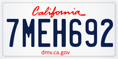 CA license plate 7MEH692