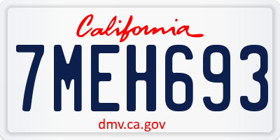 CA license plate 7MEH693