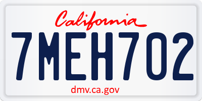 CA license plate 7MEH702