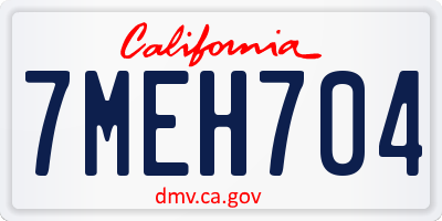 CA license plate 7MEH704