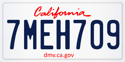 CA license plate 7MEH709