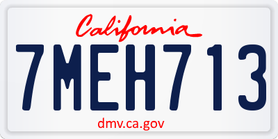 CA license plate 7MEH713