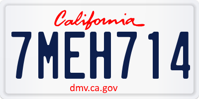 CA license plate 7MEH714