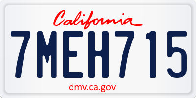 CA license plate 7MEH715