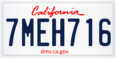 CA license plate 7MEH716