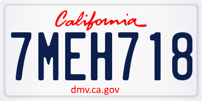 CA license plate 7MEH718