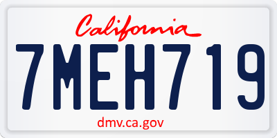 CA license plate 7MEH719