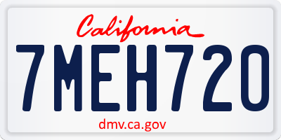 CA license plate 7MEH720