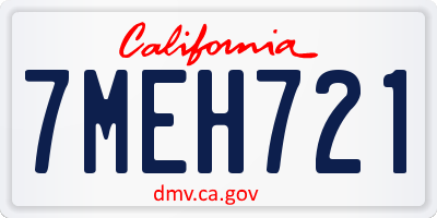 CA license plate 7MEH721