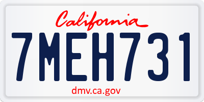 CA license plate 7MEH731