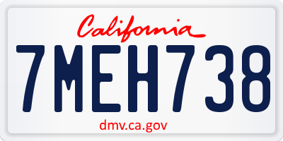 CA license plate 7MEH738