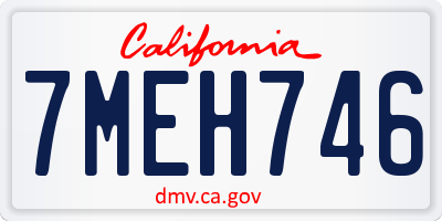 CA license plate 7MEH746