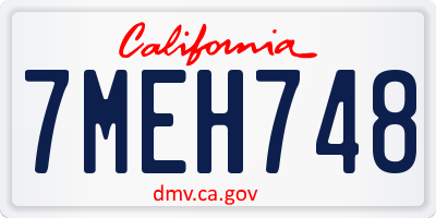 CA license plate 7MEH748