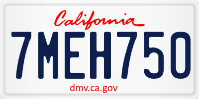 CA license plate 7MEH750