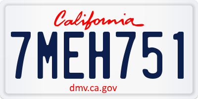 CA license plate 7MEH751