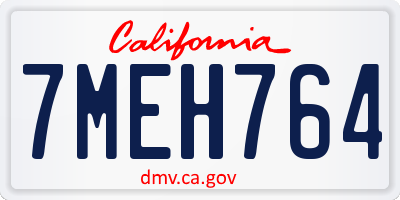 CA license plate 7MEH764