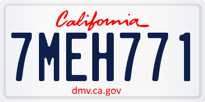 CA license plate 7MEH771