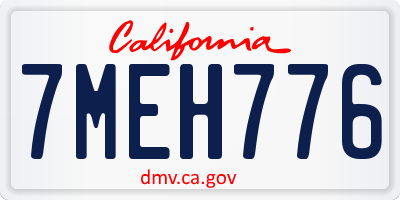 CA license plate 7MEH776