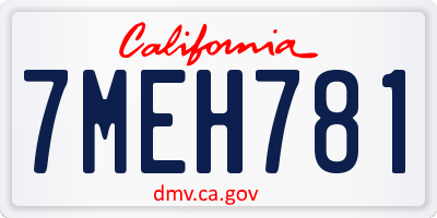 CA license plate 7MEH781