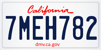 CA license plate 7MEH782