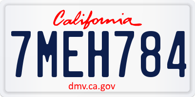 CA license plate 7MEH784