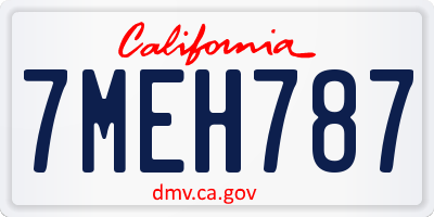 CA license plate 7MEH787