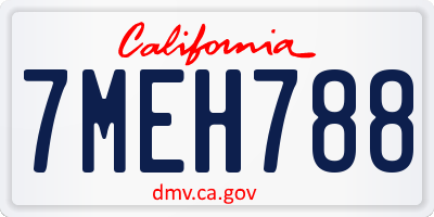 CA license plate 7MEH788