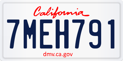CA license plate 7MEH791
