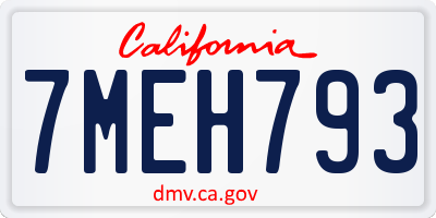 CA license plate 7MEH793