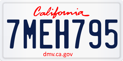 CA license plate 7MEH795