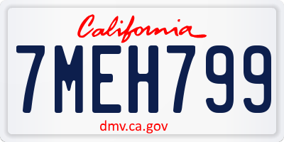 CA license plate 7MEH799