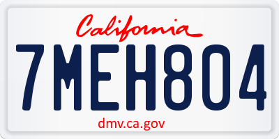 CA license plate 7MEH804