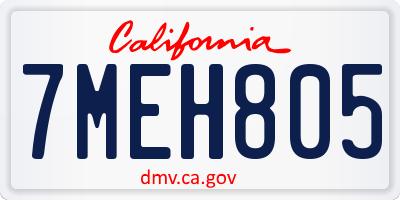 CA license plate 7MEH805
