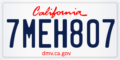 CA license plate 7MEH807