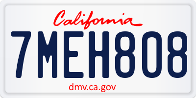 CA license plate 7MEH808