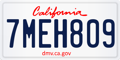 CA license plate 7MEH809