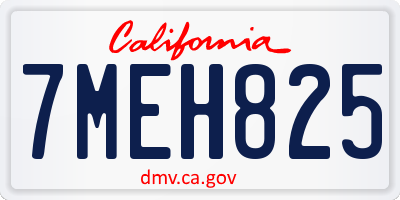 CA license plate 7MEH825