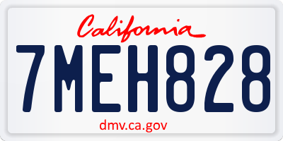 CA license plate 7MEH828