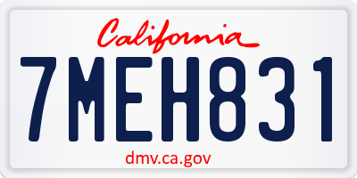 CA license plate 7MEH831