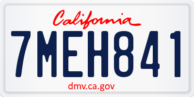 CA license plate 7MEH841