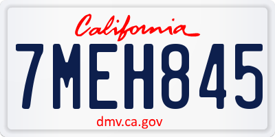 CA license plate 7MEH845