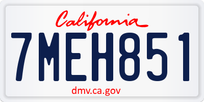 CA license plate 7MEH851