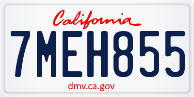CA license plate 7MEH855